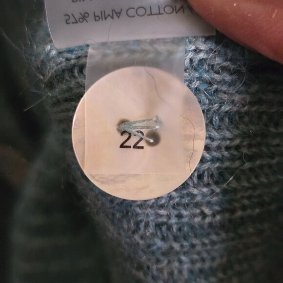 Peruvian Connection Mint Ribbed Baby Alpaca Blend V Neck Cardigan Sweater Size S - Picture 7 of 7